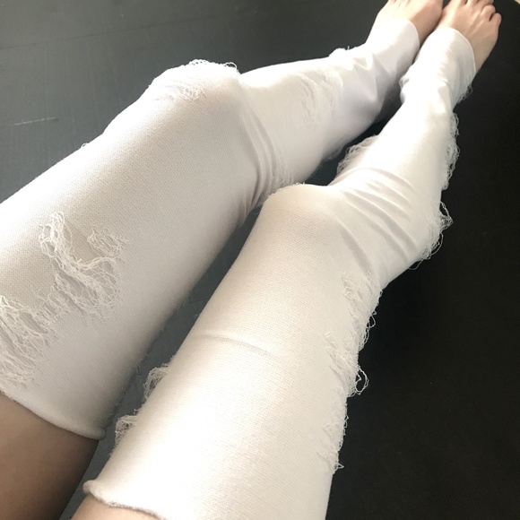 Mummy Knee Socks Cut Out Leg Warmers White Zombie Cosplay Costume - Picture 1 of 8